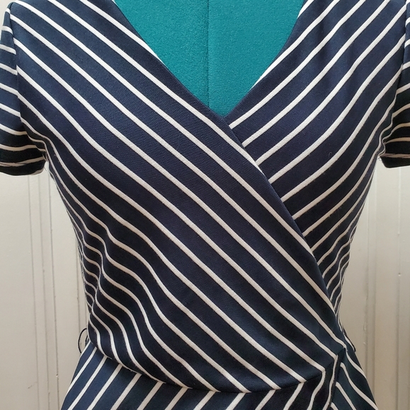 Navy and White Striped Dress - Picture 2 of 4